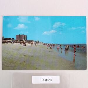 Vintage Virginia Beach Postcard 1963 Atlantic Ocean View People Color Photo